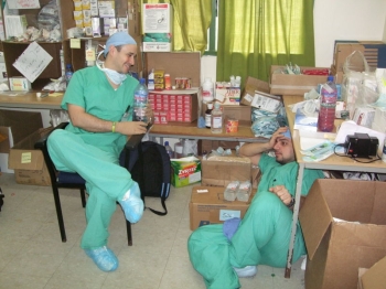 OCI staff taking a rare break between surgical cases